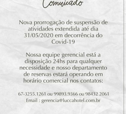 Hotel em Bonito segue fechado durante o mês de maio