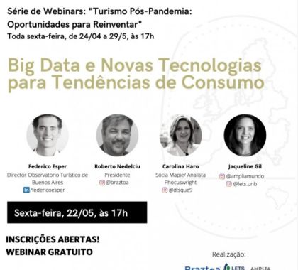 Braztoa discute tecnologias para turismo pós-pandemia em webinar