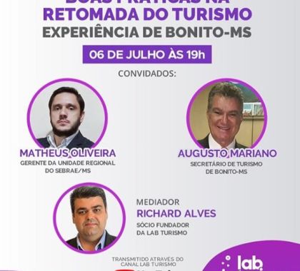 Experiência de Bonito na retomada do turismo é tema de live na próxima segunda