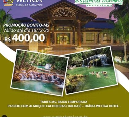 Hotel em Bonito lança pacote promocional com hospedagem e passeio em cachoeiras