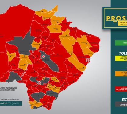 MS possui sete municípios em risco extremo e 52 com bandeira vermelha quanto à Covid-19