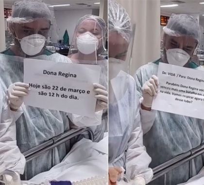 Fisioterapeuta viraliza na web ao informar que paciente Covid-19 será extubada