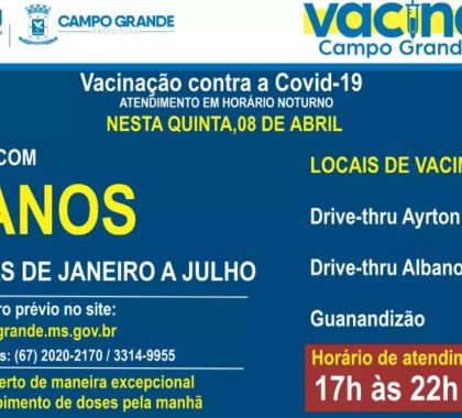 Sesau abre vacinação de 61 anos e drive noturno na Capital
