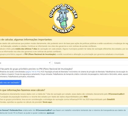 Plataforma faz previsão de quando você será vacinado contra Covid-19