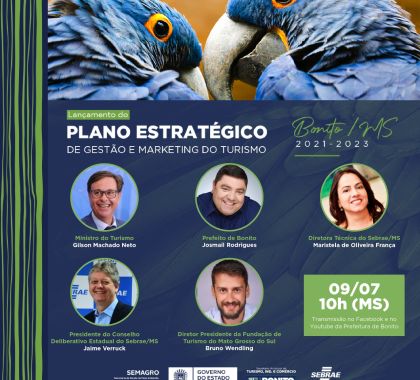 Lançamento do Plano de Marketing do Turismo 2021-2023 de Bonito acontece nesta sexta-feira