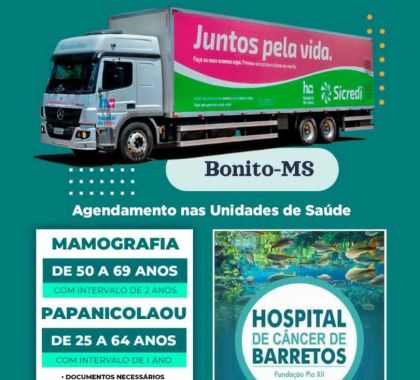 Unidade móvel do Hospital do Amor começa a atender em Bonito na próxima semana