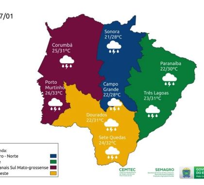 Frente fria deve derrubar altas temperaturas em Mato Grosso do Sul