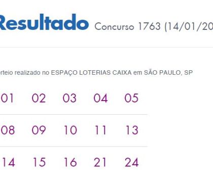 Resultado Concurso 1763 Lotofácil; Uma aposta ganha mais de R$ 2 milhões