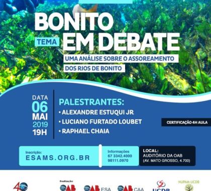 OAB MS promove palestra sobre turvamento e assoreamento dos rios de Bonito e região