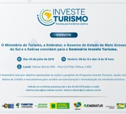 Seminário Investe Turismo acontece em Bonito no mês de Julho